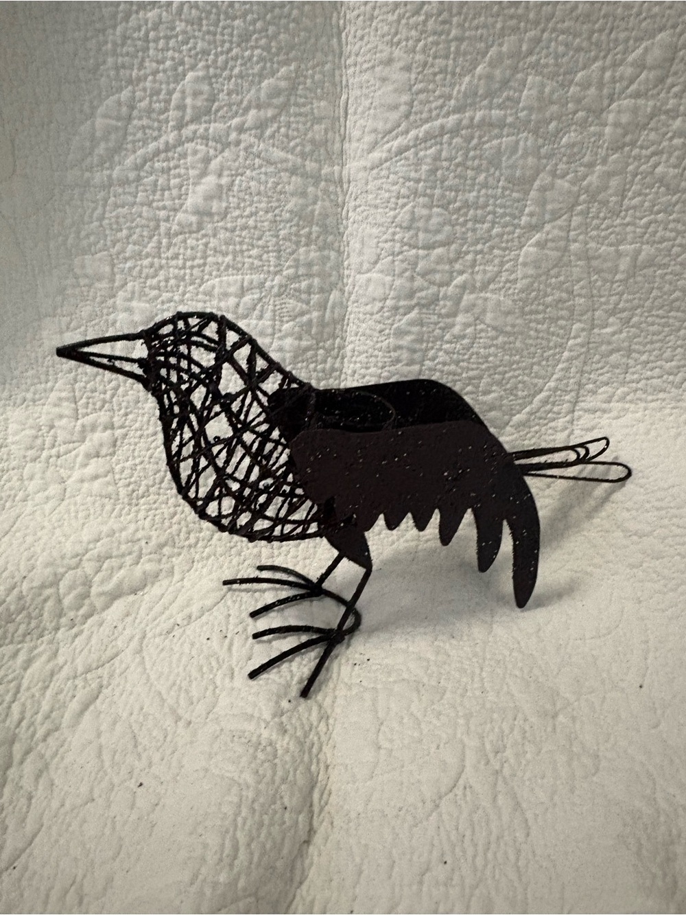 Pier 1 Black Woven Metal Bird tealight holder